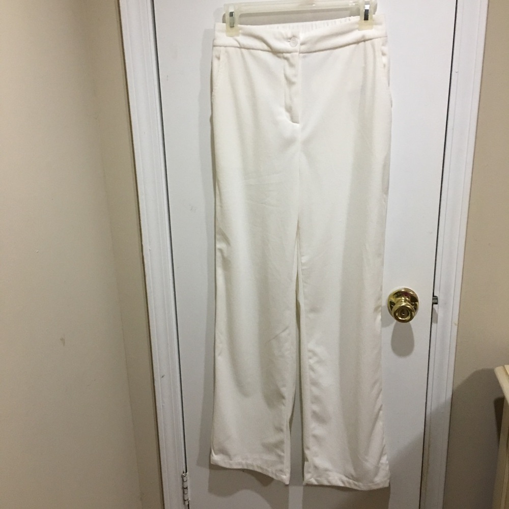 Sincerely Jules Ivory Ribbed Straight Leg Trousers Soft